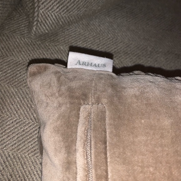 NWOT Arhaus Ruche Taupe Velvet Pillow 18inches w/ Arhaus Feather Insert - Picture 3 of 4